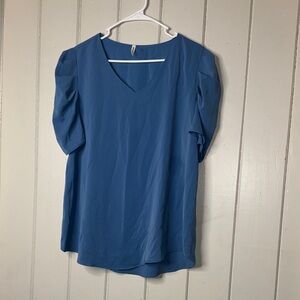 Chic Blue V-Neck Blouse